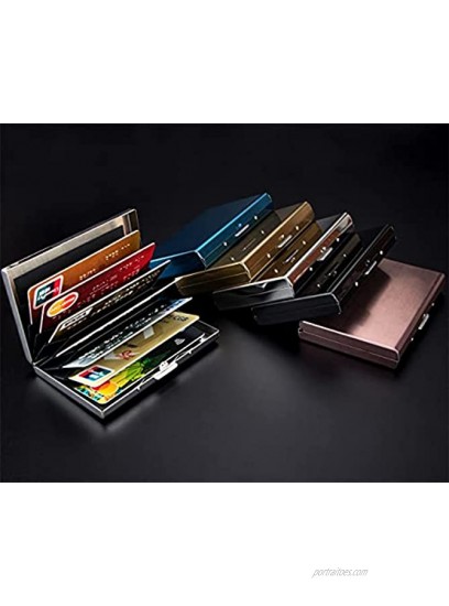 Metal RFID Blocking Credit Card Holder Wallet Slim Secure Stainless Steel Card Case ID Case Travel Wallet for Women Men Upgrade 8 Card Slots A-Blue