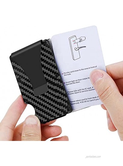 Molain RFID Carbon Fiber Wallet Minimalist Aluminum Blocking Men's Holder Metal Slim Wallet Cash Credit Card Holder with Money Clip Carbon Fiber-Black