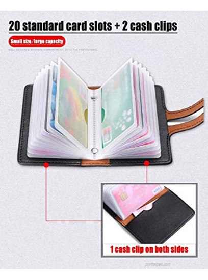 RFID Credit Card Holder，Small Leather Credit Card Organizer with 22 Card Slot,Business Card Organizer Protector Sleeve for Men and Women Black