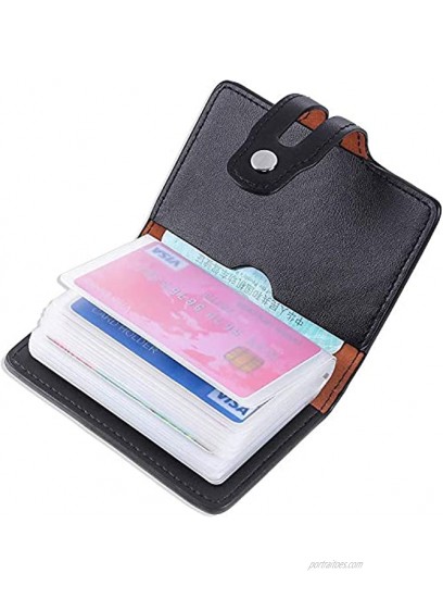 RFID Credit Card Holder，Small Leather Credit Card Organizer with 22 Card Slot,Business Card Organizer Protector Sleeve for Men and Women Black
