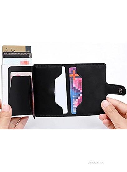 ROIMOE Minimalist Metal RFID Blocking Pop Up Wallet -Credit Card Holder RFID Blocking with Cash Clip Slim Wallet Credit Card&ID Card&Passport Holder for Men Women with Money Clip Brown