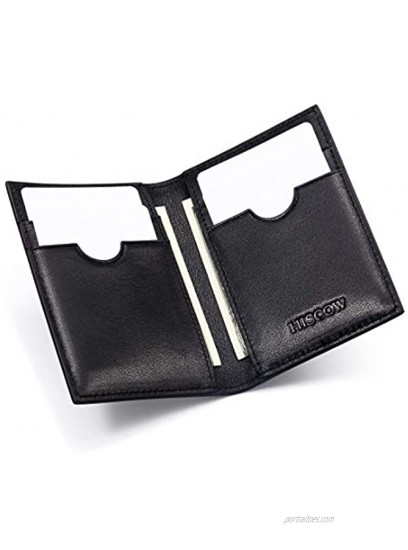 Slim Leather Credit Card Holder 4cc for Men & Women Italian Calfskin Black