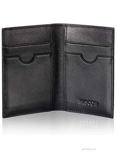 Slim Leather Credit Card Holder 4cc for Men & Women Italian Calfskin Black