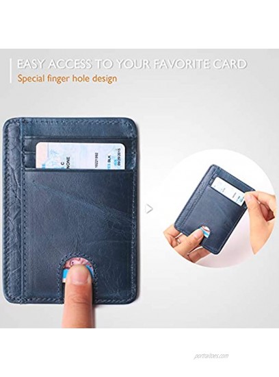 Slim Minimalist Wallet Front Pocket RFID Blocking Leather Credit Card Holder for Men Women