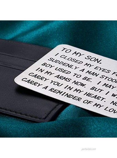 Son Wallet Insert Card Christmas Birthday Gifts for Sons Teen Boy Graduation Gifts 2021 from Mom To My Son Adult Gifts for Him Men Stepson Deployment Valentine Present Stocking Stuffer from Step Mom