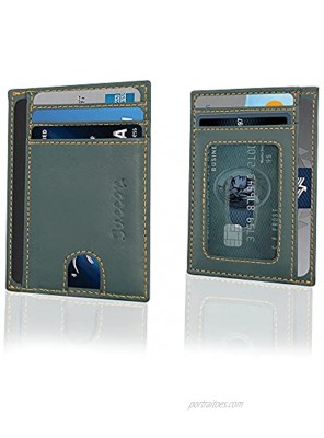Succor Genuine Leather RFID Blocking Credit Card Holder Slim Card Holder for Men & Women Green