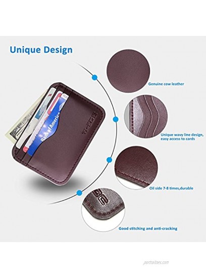 TI-EDC Minimalist Slim Wallet Genuine Leather RFID Blocking Credit Card Holder Front Pocket Wallet for Men and Women