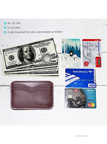 TI-EDC Minimalist Slim Wallet Genuine Leather RFID Blocking Credit Card Holder Front Pocket Wallet for Men and Women