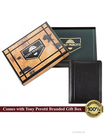 Tony Perotti Mens Italian Bull Leather Thin Bifold Credit Card Holder Wallet