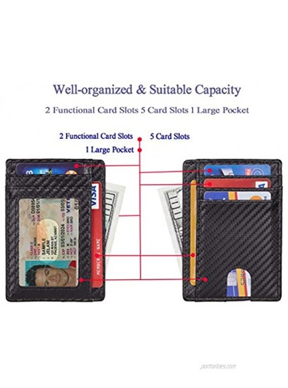 Toughergun Minimalist Leather Wallet Slim Front Pocket Card Holder for Men & Women Woven Black