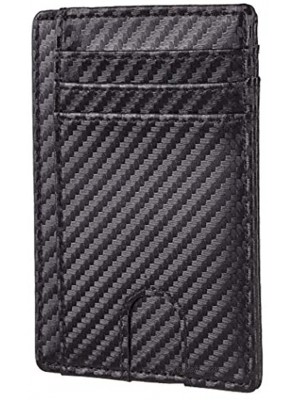 Toughergun Minimalist Leather Wallet Slim Front Pocket Card Holder for Men & Women Woven Black