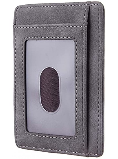Travelambo Front Pocket Minimalist Leather Slim Wallet RFID Blocking Medium SizeCH Grey P