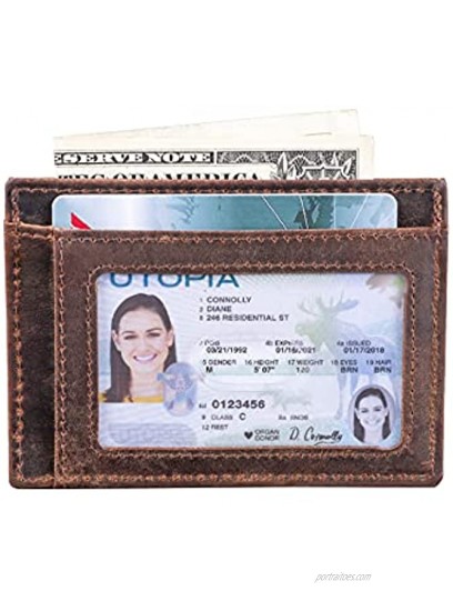 Urban Nature Brown RFID Protected Premium Genuine Leather Slim Credit Card Holder for Work & Travel