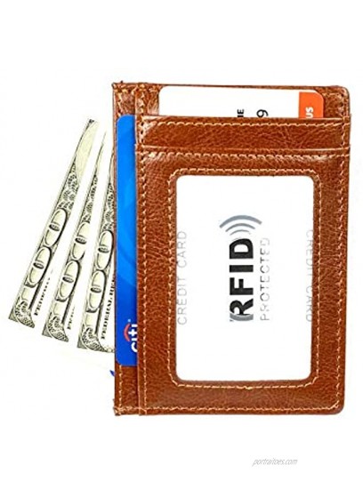 VAMOS Minimalist Slim Wallet for Men and Women RFID Blocking Front Pocket Genuine Top-Grain Leather Card and Cash Holder with Stylish Gift Box.