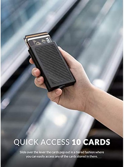 VULKIT Pop Up Wallet Slim Minimalist Credit Card Holder RFID Blocking Metal Card Case for Men or Women