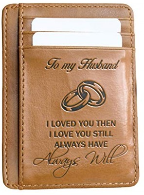 Wife To Husband Gift Best Anniversary Gifts- Valentine gifts For Him slim Wallet Card Holder- GIft for Father's day