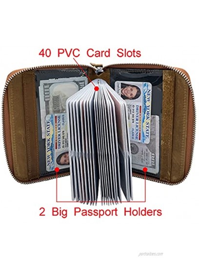Yuhan Pretty Credit Card Holder Wallet Large Leather Passport Case 42 Card Slots