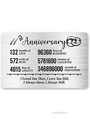 11th Anniversary Card for Husband Wife 11 Year Anniversary Card for Him Her,Best Anniversary Wedding Engraved Wallet Card Inserts Card for Couples