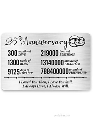 25th Anniversary Card for Husband Wife 25 Year Anniversary Card for Him Her Anniversary Engraved Wallet Card Inserts