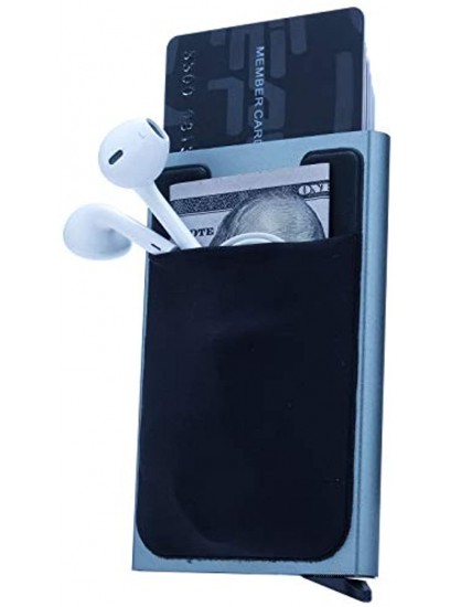 2PCS Aluminum Credit Cards Holder Pop Up Slim Card Wallet RFID Blocking Card Protector-1pcSilvery grev & Minimalist Wallet Vertical Card Money Holder-1pc