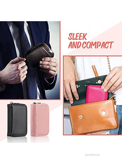 4 Pieces Credit Card Wallet Zipper Card Cases Zip PU Leather Card Holder with 9 Card Slots 2 ID Slots and 2 Cash Slots