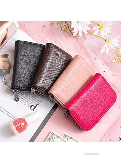 4 Pieces Credit Card Wallet Zipper Card Cases Zip PU Leather Card Holder with 9 Card Slots 2 ID Slots and 2 Cash Slots