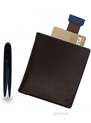 Bluefolio Minimalist RFID Blocking Slim Card Wallet Pop up Card Case Real Leather wallet Brown
