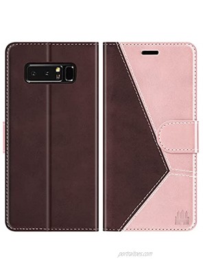 Caislean Compatible with Samsung Galaxy Note 8 Wallet Case [RFID Blocking] Card Holder Flip Case [Shockproof Interior Case] Premium Leather Folio Kickstand Magnetic Book Folding Cover 6.3 Rose Gold