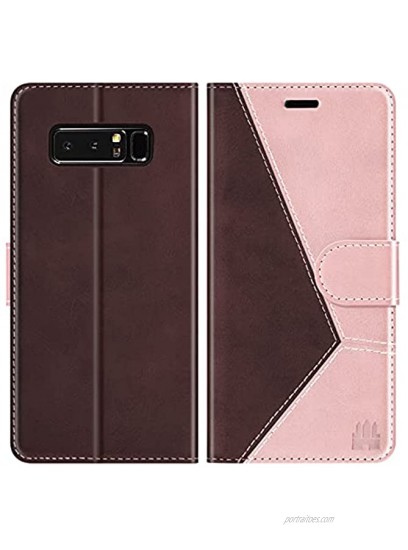 Caislean Compatible with Samsung Galaxy Note 8 Wallet Case [RFID Blocking] Card Holder Flip Case [Shockproof Interior Case] Premium Leather Folio Kickstand Magnetic Book Folding Cover 6.3 Rose Gold