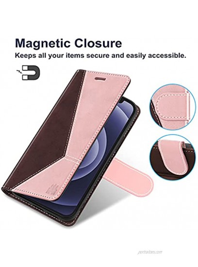 Caislean Compatible with Samsung Galaxy Note 9 Wallet Case [RFID Blocking] Card Holder Flip Case [Shockproof Interior Case] Premium Leather Folio Kickstand Magnetic Book Folding Cover 6.4 Rose Gold