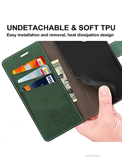Caislean Wallet Case for Samsung Galaxy S20 FE 5G 6.5 inch PU Leather Flip Cover [RFID Blocking] Credit Card Holder Slots [Soft TPU Shell] [Kickstand Function] Magnetic Protection Folio Case Green