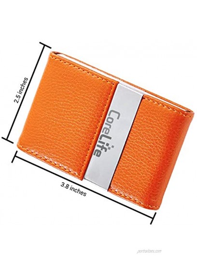 CoreLife Professional Business Card Holder Vegan Leather Magnetic Fold Business Card Case for Men & Women