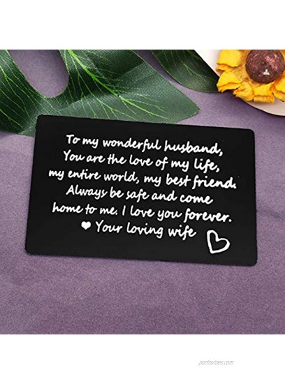 Engraved Wallet Insert Card for Husband Anniversary Card Gifts Metal Wallet Insert Card Long Distance Relationship Gift for Men Moving Away Gifts Birthday Wedding Deployment Gifts Cards for Boyfriend