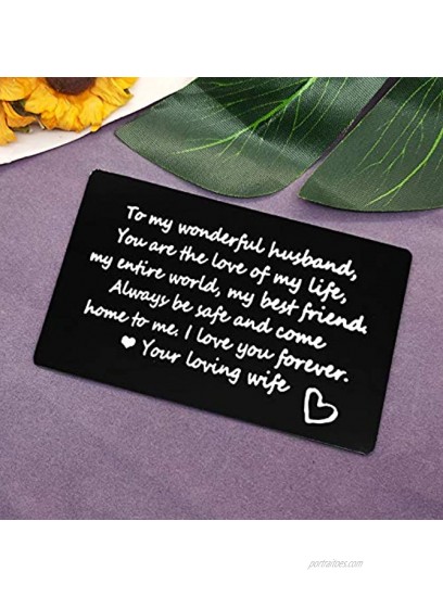 Engraved Wallet Insert Card for Husband Anniversary Card Gifts Metal Wallet Insert Card Long Distance Relationship Gift for Men Moving Away Gifts Birthday Wedding Deployment Gifts Cards for Boyfriend