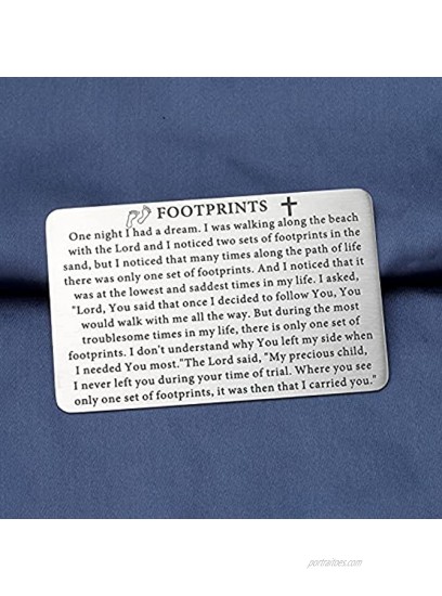 FUSTMW Footprints In The Sand Poem Gifts Metal Wallet Insert Card It Was Then That i Carried You Engraved Wallet Card