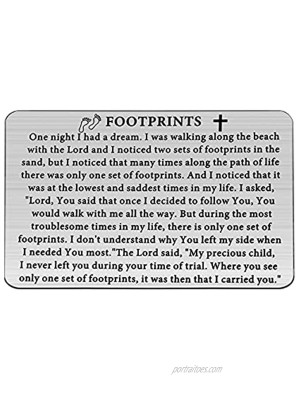 FUSTMW Footprints In The Sand Poem Gifts Metal Wallet Insert Card It Was Then That i Carried You Engraved Wallet Card