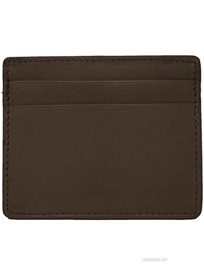 Genuine Cowhide Leather Pocket 6-Card Slim Wallet for Men & Women