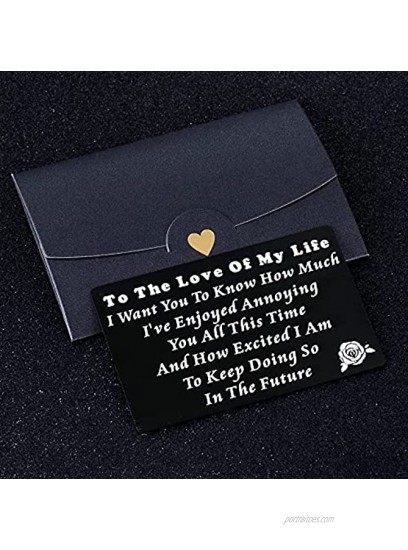Husband Wife Wallet Card Insert Valentine Christmas Gifts for Her Him Boyfriend Husband Anniversary from Wife Girlfriend Christmas Gifts Birthday Gift To The Love Note Engagement Gifts for Fiance Fiancee