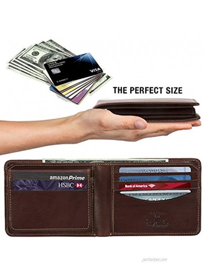 Mens RFID Blocking Bifold Wallet Removable Card Case ID Holder Italian Leather