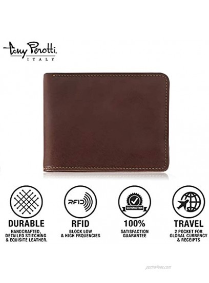 Mens RFID Blocking Bifold Wallet Removable Card Case ID Holder Italian Leather