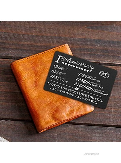 N W 1 One Year Anniversary Steel Gifts,1st First Wedding Anniversary Wallet Card