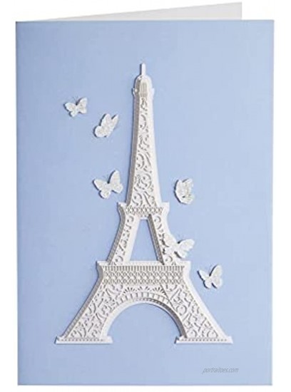 NIQUEA.D Happy Birthday Card Laser Cut Eiffel Tower Layered Laser NB-0028