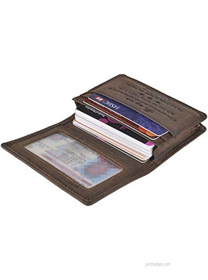 Outrip Genuine Leather Business Card Holder Name Card Case Credit Card Wallet with ID Window RFID Blocking