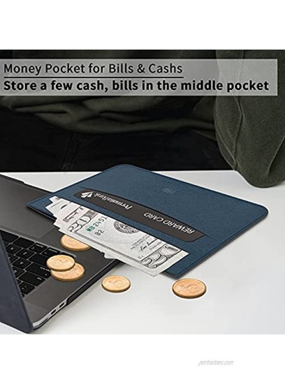 REXKEY Minimalist Leather Wallets for Men RFID Blocking Card Holder Wallet Dark Blue Travel Thin