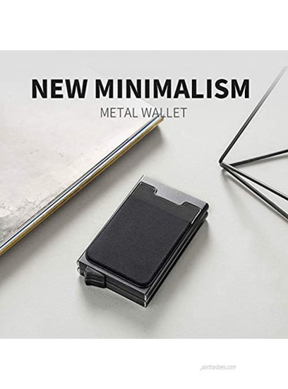 RFID Slim Minimalist Wallet for Men Aluminium Pop-up Card Case Money Clip