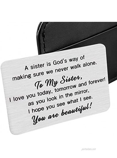 Sister To Sister Wallet Card Insert Christmas Gifts from Sister Sisterhood Friendship Valentine Day Gifts for Teenage Girls Women Bestie Birthday Wedding Gifts Cousin Step Sister in Law Presents Her