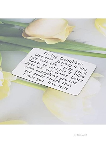 To My Daughter Gifts Card Engraved Metal Wallet Card Inserts for Women Her Birthday Graduation Gifts for Daughter Teens Girl