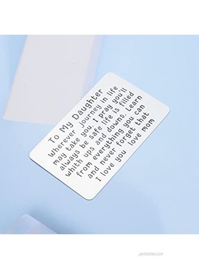 To My Daughter Gifts Card Engraved Metal Wallet Card Inserts for Women Her Birthday Graduation Gifts for Daughter Teens Girl