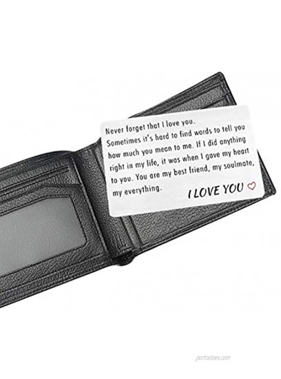 Valentines Day Gifts Anniversary Wallet Card Engraved Wallet Insert for Men Gifts for Boyfriend Gifts for Him Gifts for Husband Romantic Love Card Birthday Gifts Ideas Gifts for Men