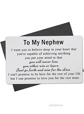 Wallet Insert Card Engraved Metal Anniversary Birthday Christmas Valentines Gifts for Nephew from Aunt or Uncle